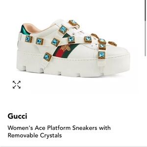 NIB Gucci Ace Platforms with Crystals